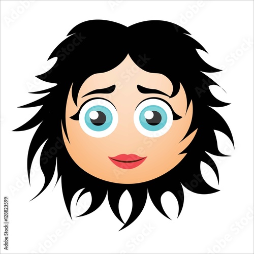 Woman smiles. Girl with long hair. Vector illustration.