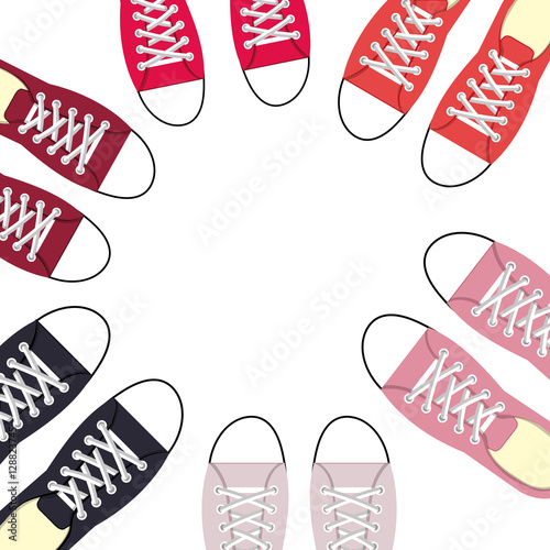 young people fashion shoes vector illustration design