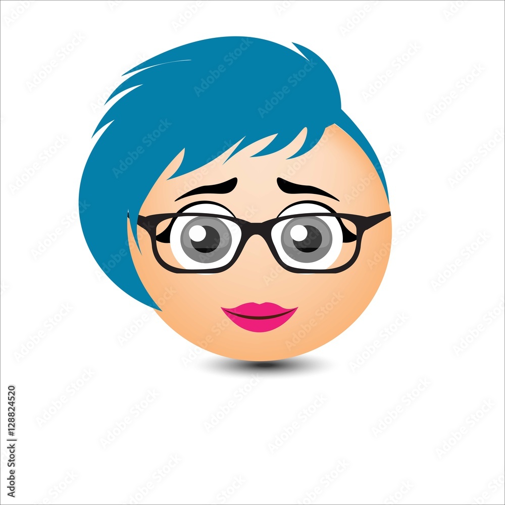 Woman smiles. Girl in glasses with short hair. Vector illustration. Woman smiles. Girl in glasses with short hair. Vector illustration.