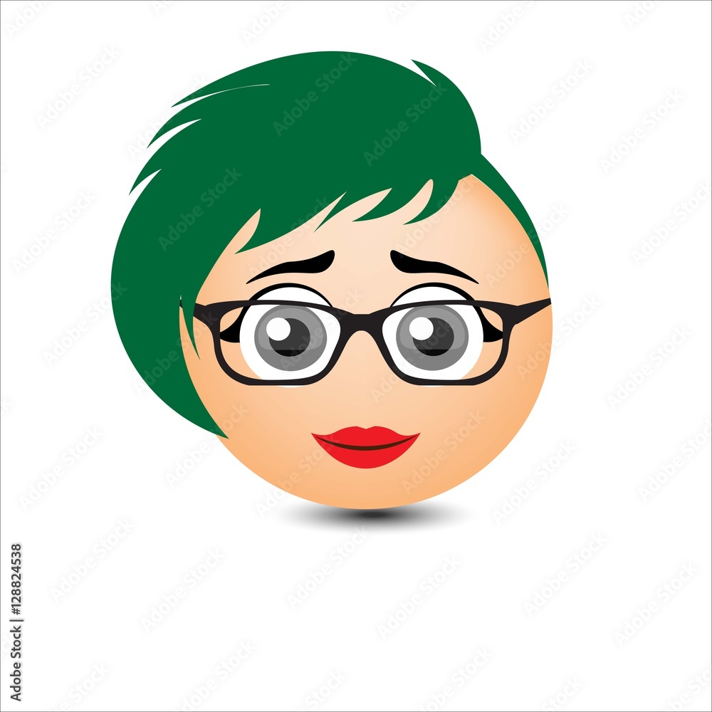 Woman smiles. Girl in glasses with short hair. Vector illustration. Woman smiles. Girl in glasses with short hair. Vector illustration.