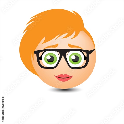 Woman smiles. Girl in glasses with short hair. Vector illustration.