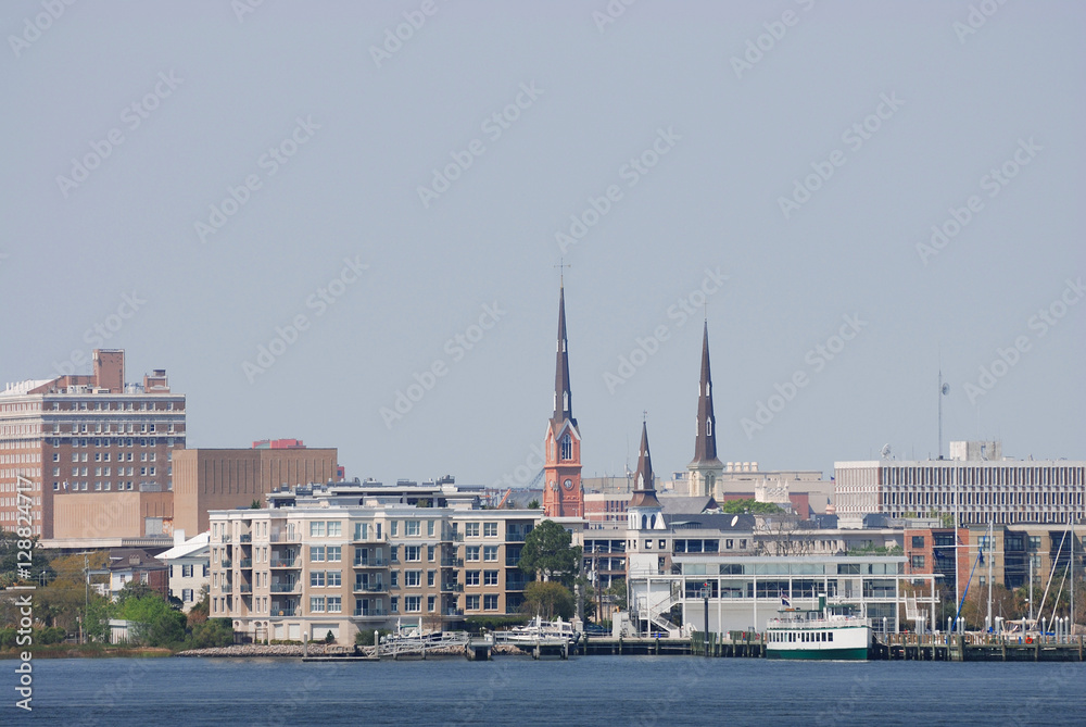 Charleston cityscape and river view