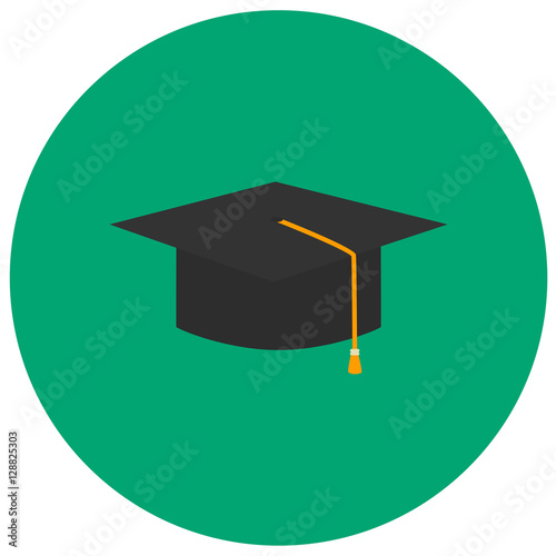 Graduated hat cute icon in trendy flat style isolated on grey background. School symbol for your design, logo, UI. Vector illustration, EPS10.