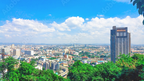 Pattaya City panorama View of building city skyline Daytime.