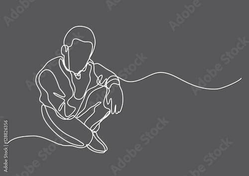continuous line drawing of sitting man