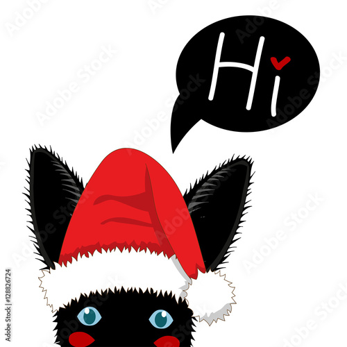 Black Rabbit with Santa Hat...