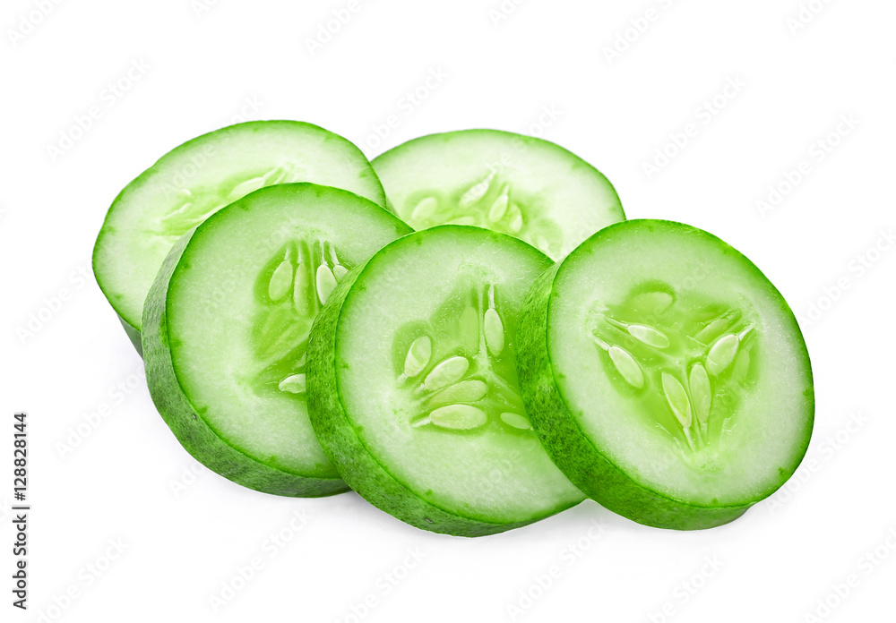 fresh slice cucumber isolated on white background fresh slice cucumber isolated on white background