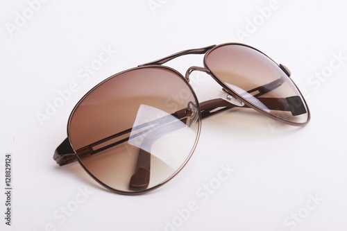 Brown-rim eyeglasses in white background