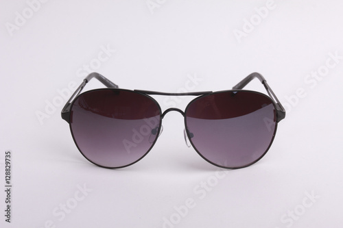 Purple-rim eyeglasses in white background