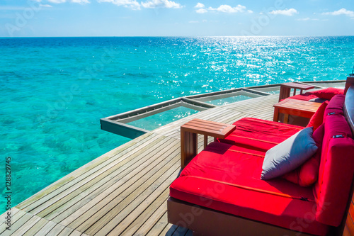 Vacation net seat in tropical Maldives island and beauty of the © jannoon028