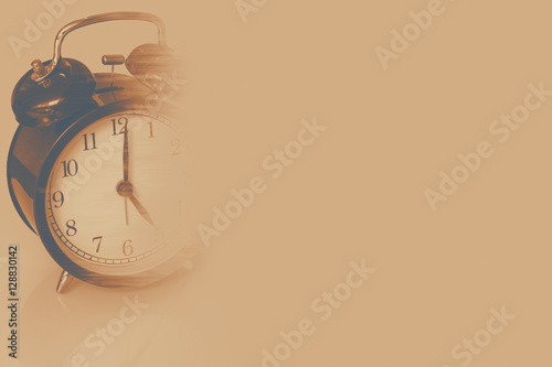 Photography lost time memory, retro clock time at 7 o'clock with fade dissolve missing life history concept