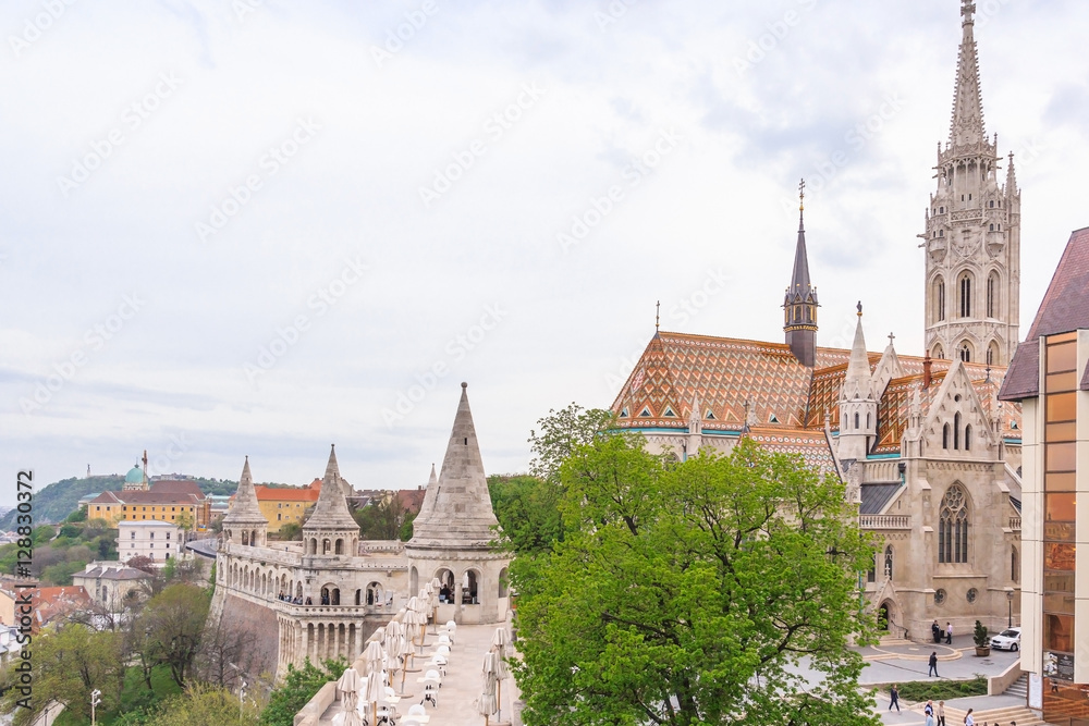 Panoramic view of Budapest city from the famous Fishermen Bastion in Budapest, Hungary.