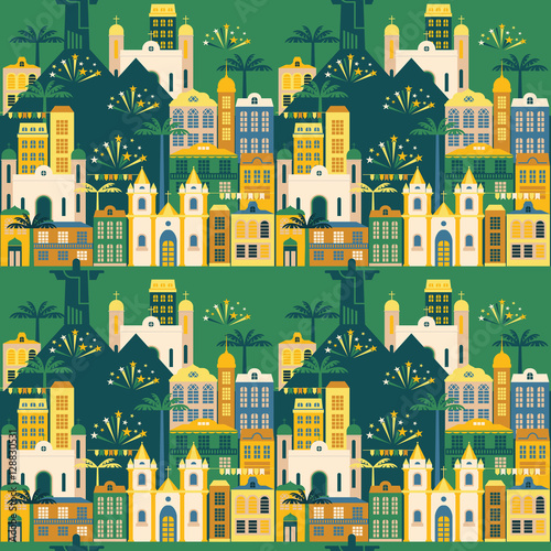 Latin American holiday, the June party of Brazil. Seamless pattern.