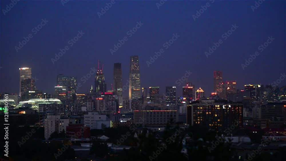 High angle view of Beijing CBD Skyline at night. High angle view of Beijing CBD Skyline at night.