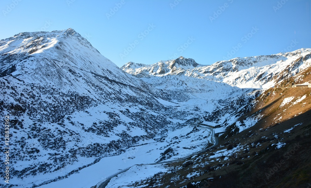 Fototapeta premium Mountain, snow,winter,switzerland,water.