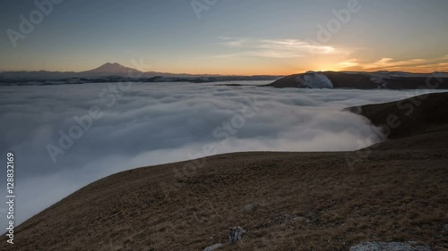 Russia, timelapse. The formation and movements of clouds up to the steep slopes of the  mountains of Central Caucasus peaks.