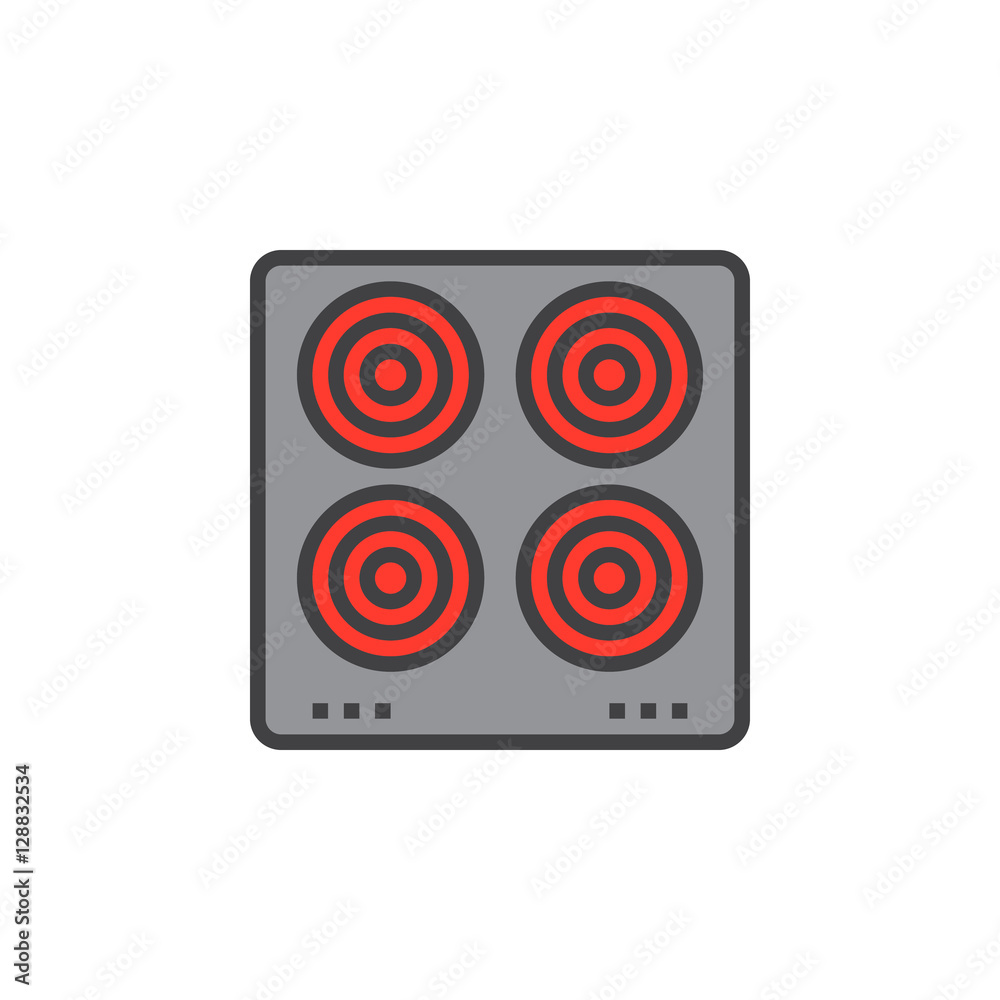 electric hot plate line icon, filled outline vector sign, linear colorful pictogram isolated on white. logo illustration electric hot plate line icon, filled outline vector sign, linear colorful pictogram isolated on white. logo illustration