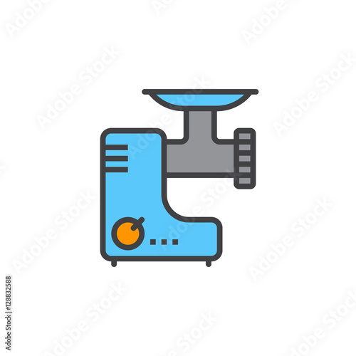 Meat grinder line icon, electric mincer filled outline vector sign, linear colorful pictogram isolated on white. logo illustration