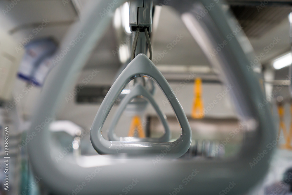 Gray triangle handle loop in the train Gray triangle handle loop in the train