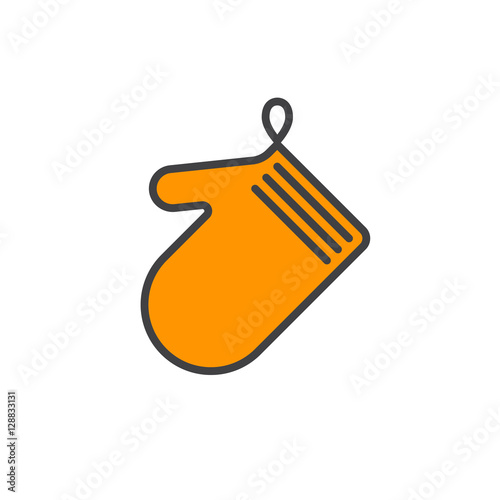 Oven glove line icon, filled outline vector sign, linear colorful pictogram isolated on white. logo illustration