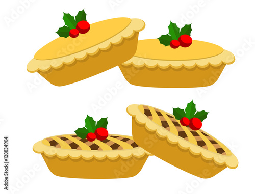 Illustration vector of couple mince pies on Christmas theme.