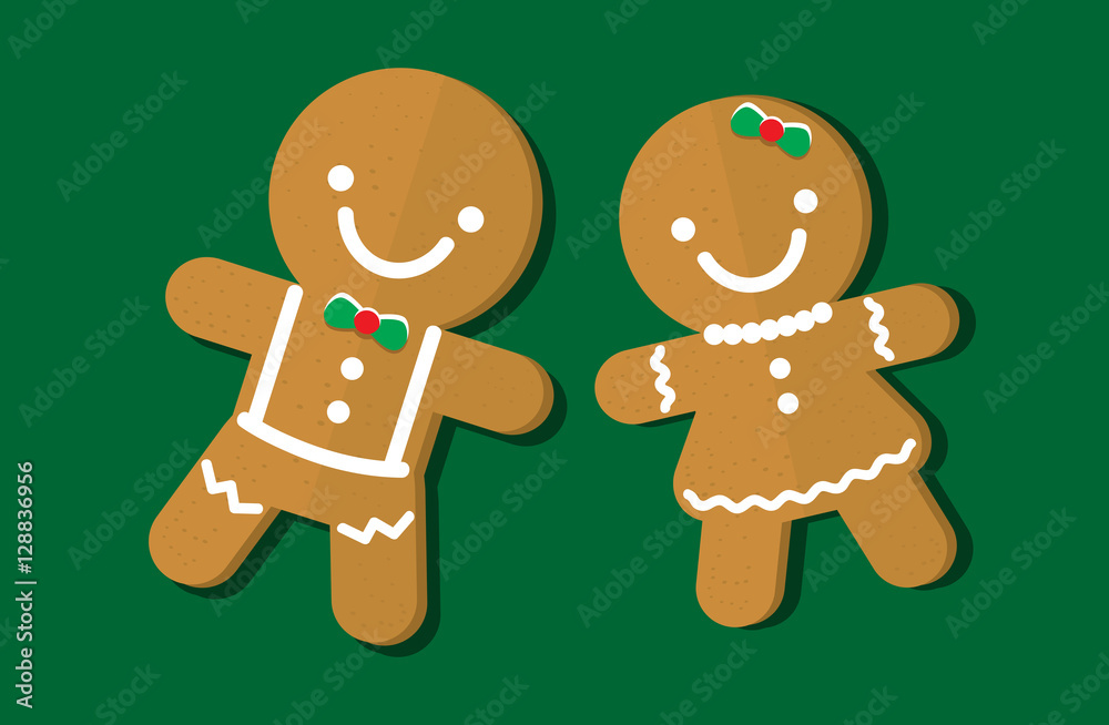 Illustration vector of gingerbread man and woman on Christmas theme. Illustration vector of gingerbread man and woman on Christmas theme.
