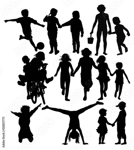 Children Vacation Activity Silhouettes, art vector design