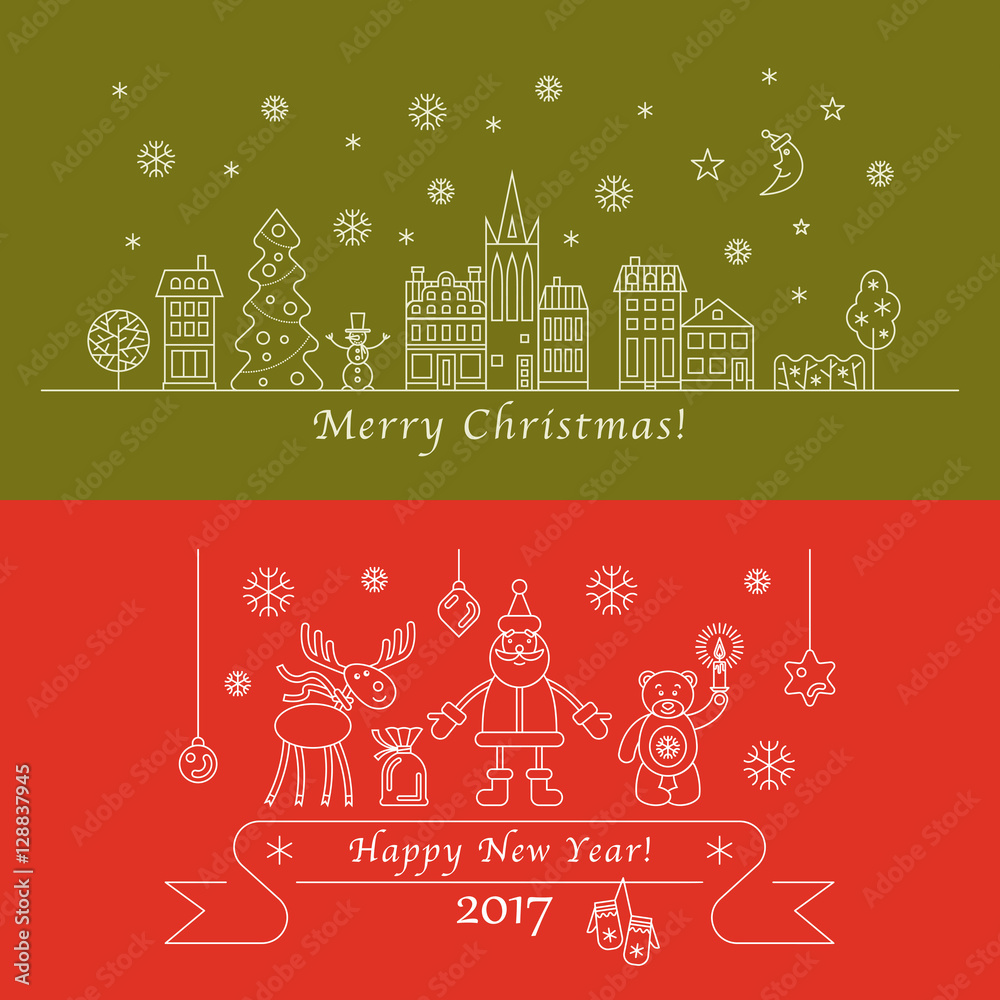Naklejka premium Merry Christmas and happy new year