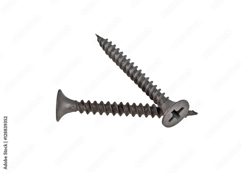 New strong screws isolated on a white background New strong screws isolated on a white background