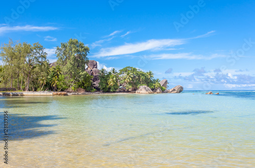 Pointe Source d'Argent vue d'Anse Réunion, la Digue, Seychelles 