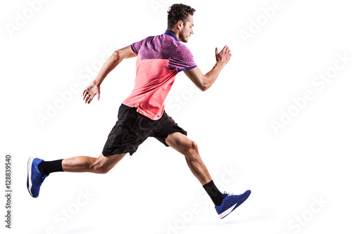 Obraz na płótnie man runner jogger running isolated w salonie