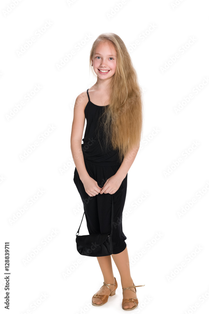 Fototapeta premium Happy young girl with a purse