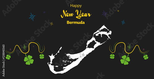 Happy New Year illustration theme with map of Bermuda