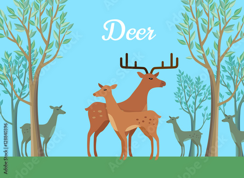 Funny Pair of Deer Illustration