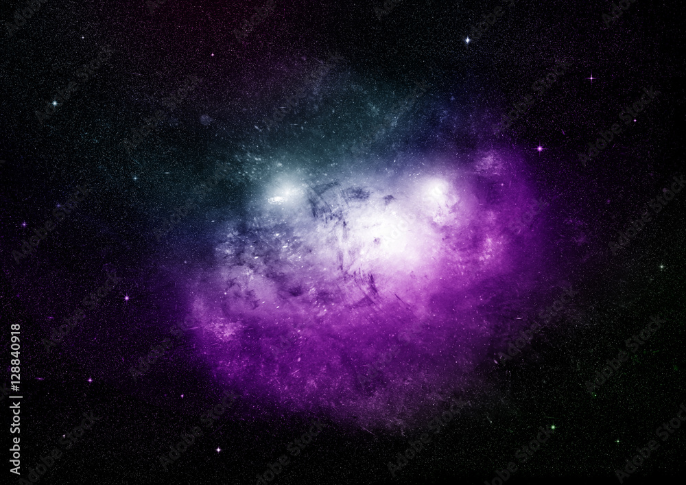 Fototapeta premium Stars, dust and gas nebula in a far galaxy