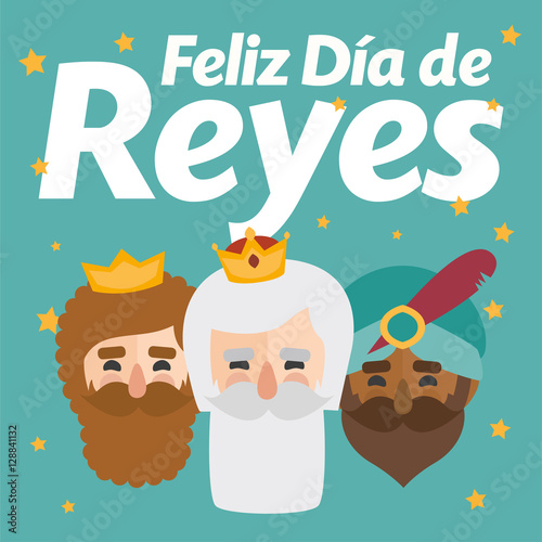 Christmas vectors. Happy epiphany written in spanish

