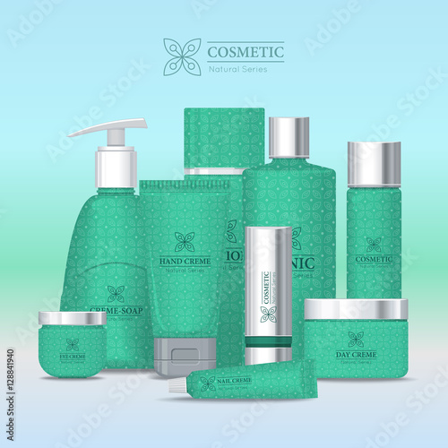 Natural Series Cosmetic Set Isolated. Vector