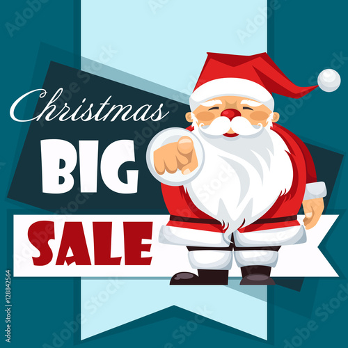 poster template for Christmas sales.Santa Claus. vector illustration