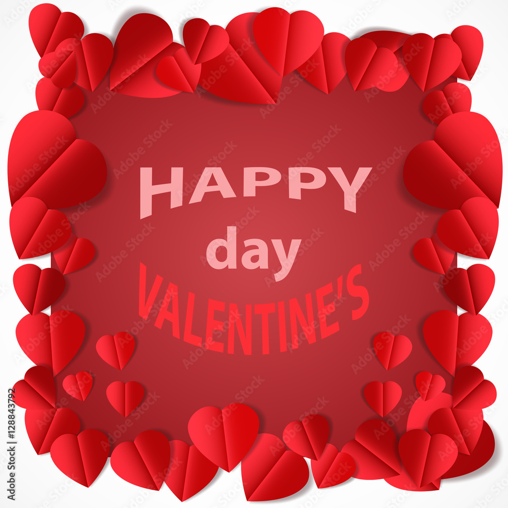 Valentine s day abstract background with cut paper heart. Vector illustration eps10