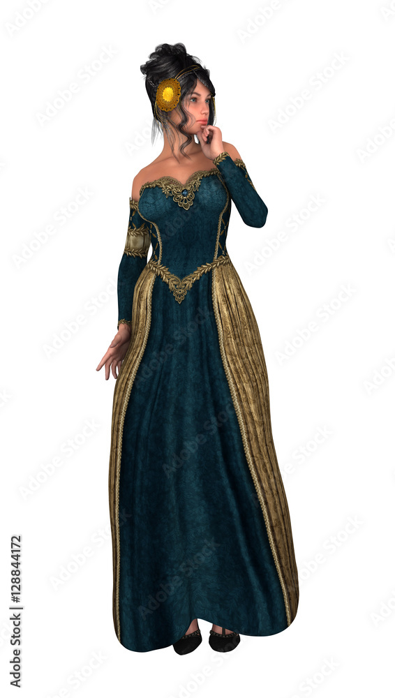 3D Rendering Fairytale Princess on White 3D Rendering Fairytale Princess on White