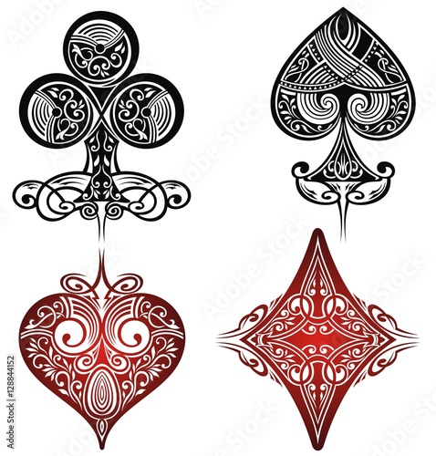 A set of ornate playing card. Tattoo set