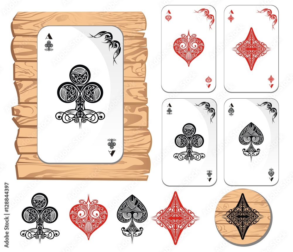 Obraz premium Vector Playing Card Suit Icon Symbol Set