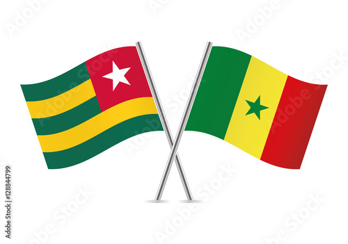 Togo and Senegal flags. Vector illustration.