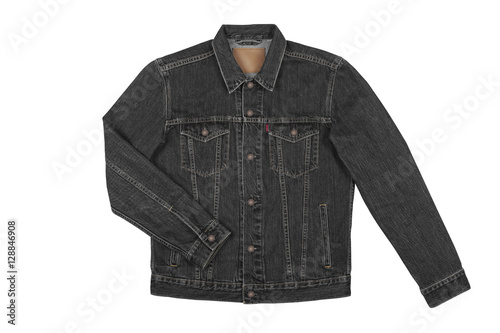 Black jean shirt isolate on white background with clipping path