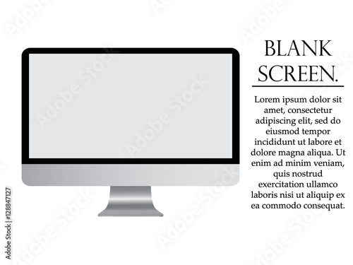 Blank screen. Computer monitor on a white background 
