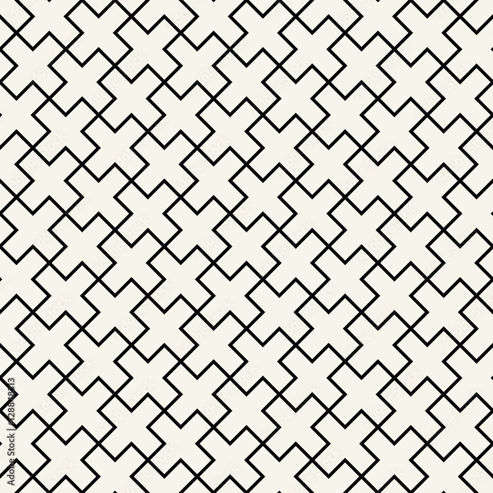 Abstract geometric black and white graphic design print cross tile pattern