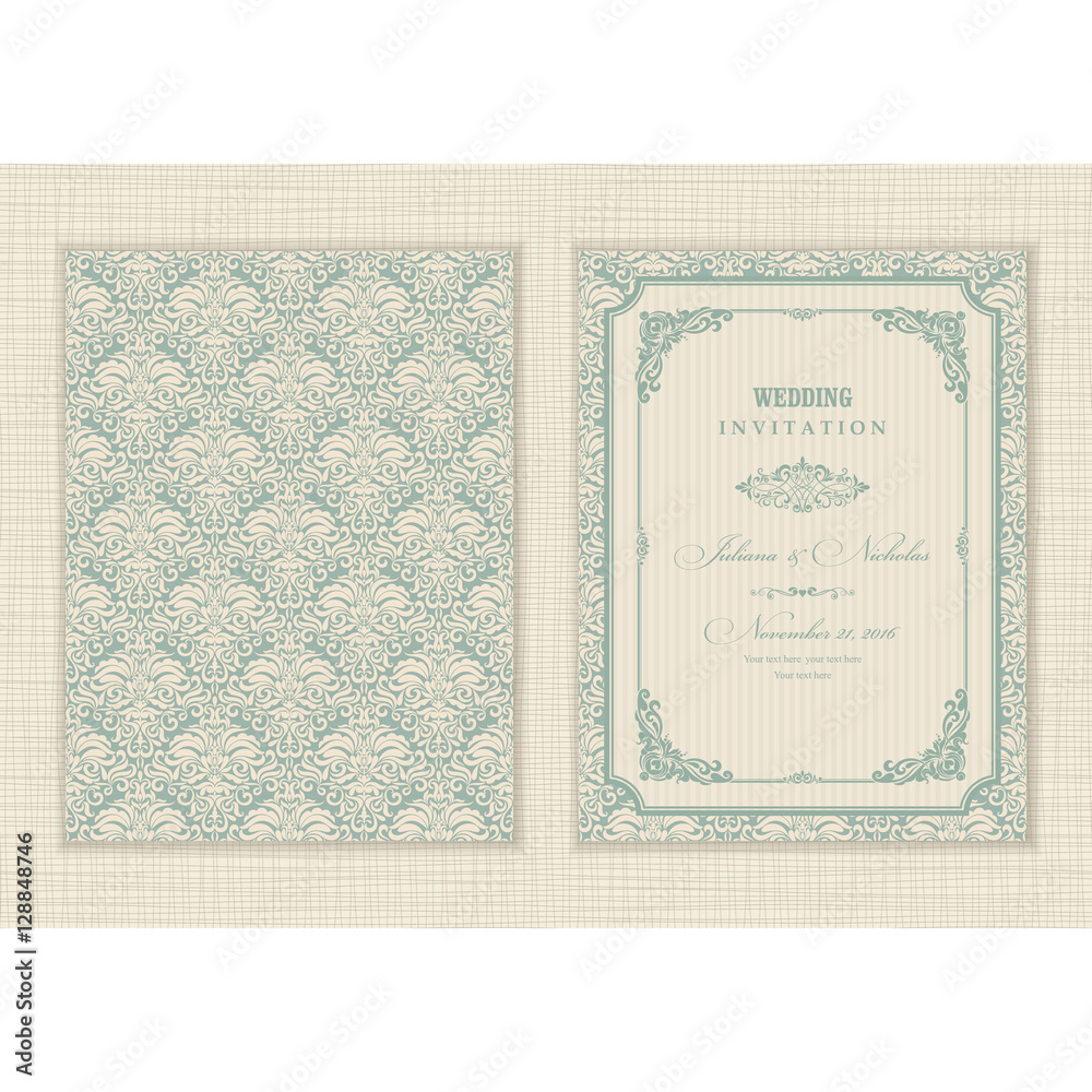 Set of 2 Wedding Invitation card Baroque Set of 2 Wedding Invitation card Baroque