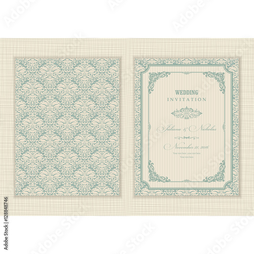 Set of 2 Wedding Invitation card Baroque