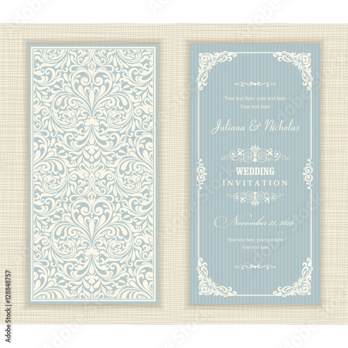 Set of 2 Wedding Invitation card Baroque