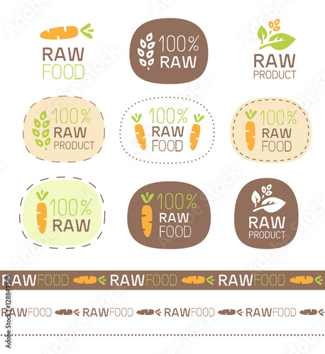 vector vegan product cute sign set